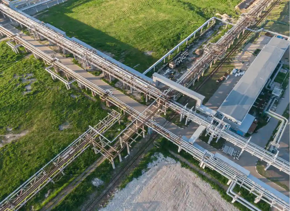 Aerial view of pipeline system